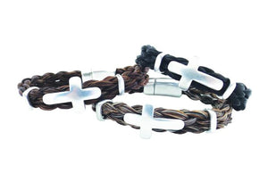 Cross Horse Hair Bracelet with Magnetic Clasp
