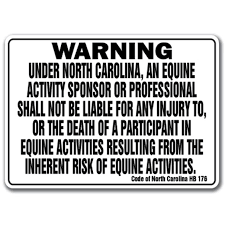 NC Equine Liability Sign